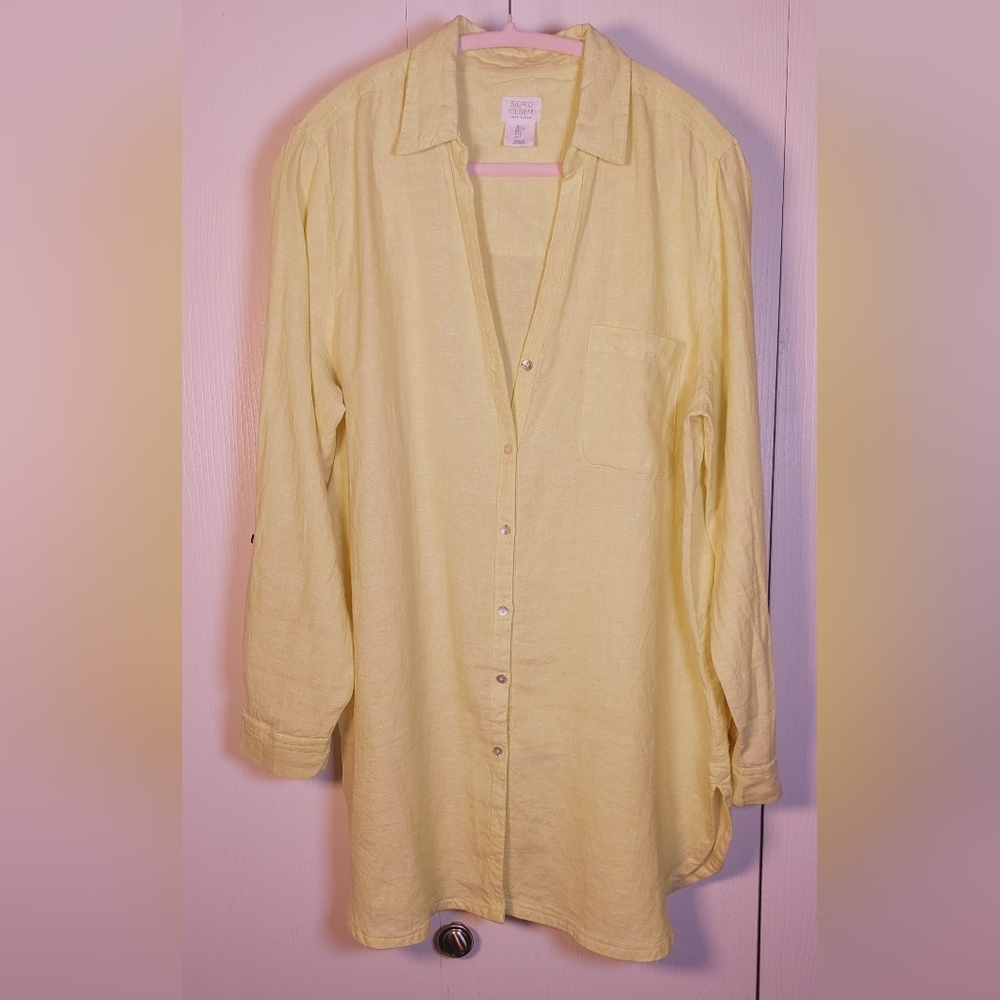 Sigrid Olsen 100% Linen Button Front